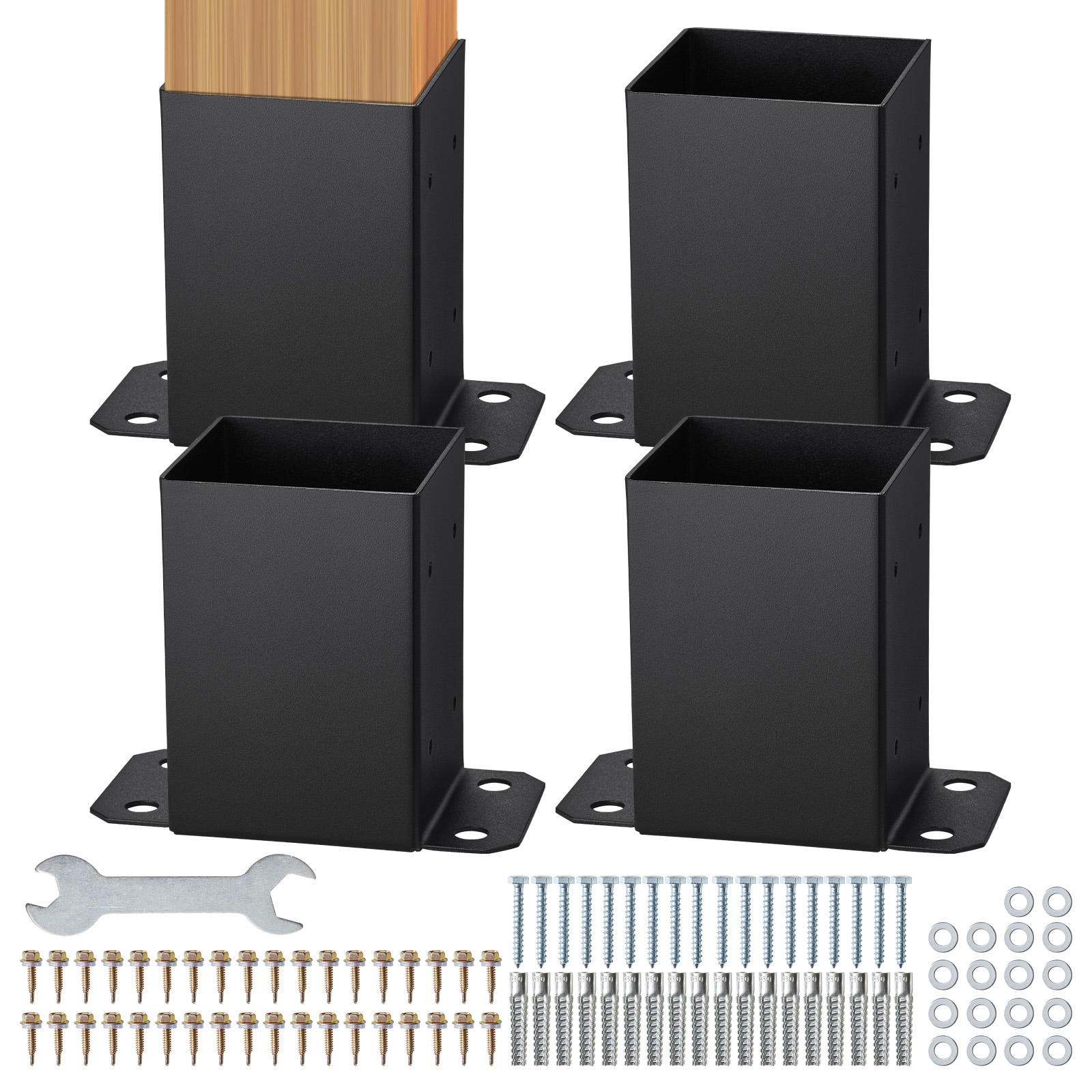 4 Pack 4x4 Post Base Brackets Heavy Duty Wood Post Fence Post Anchor_voghion.com